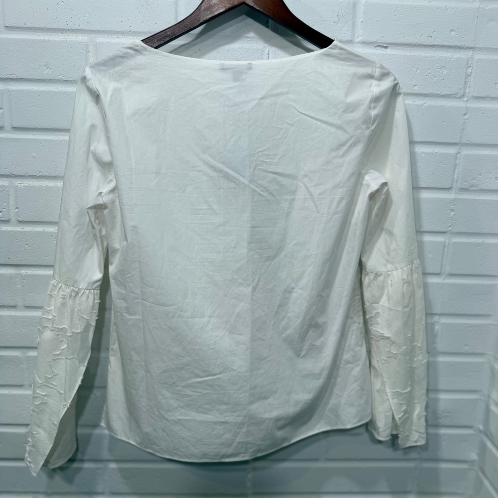 Massimo Dutti VNeck Blouse Silk Blend Bell Sleeve Floral Sz 6 NWT Minor‎ Blemish - Picture 7 of 16